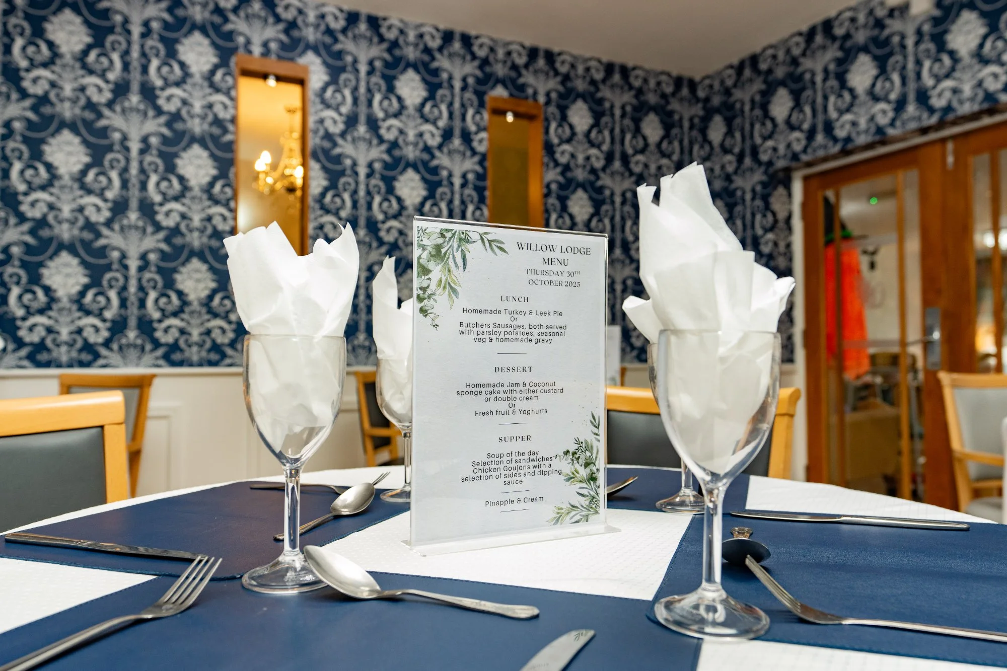 Willow Lodge Care Home - Menu Display